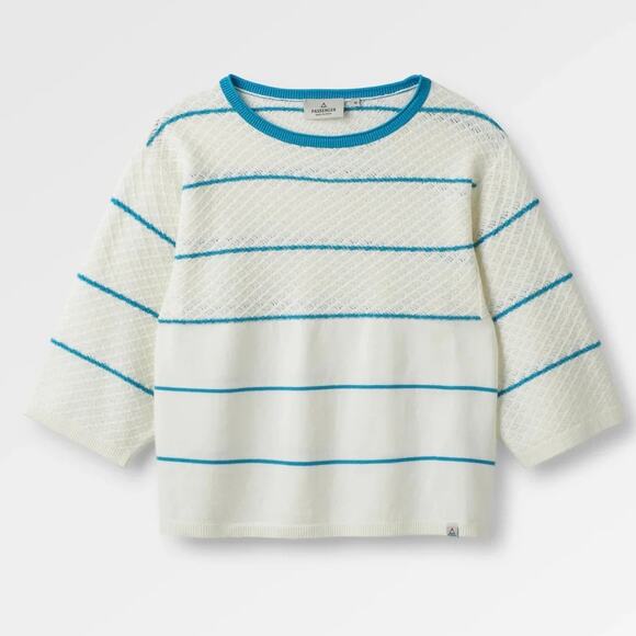 NWT Passenger Clothing Migrate Organic Knitted Jumper Sweater Blue Stripe XL - Picture 2 of 12